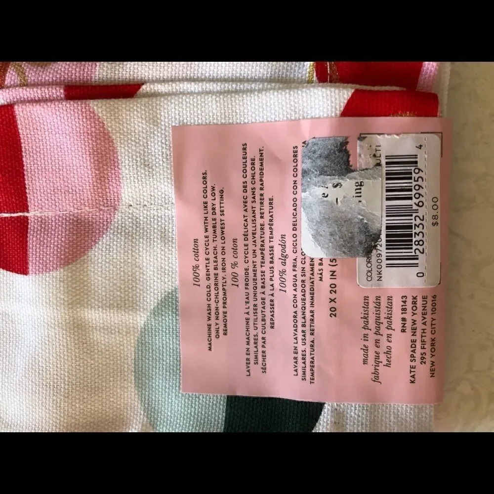 Kate Spade colorblock ornament napkins (12 available)- listing is for one